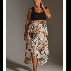 Anthropologie Sleeveless Printed Twofer Maxi Dress, 2XL